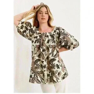 June + Vie Women's Plus Size Sleeve Lino Soleil Top Size 3X‎